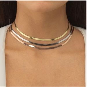 Sterling or Gold Vermeil Herringbone Choker